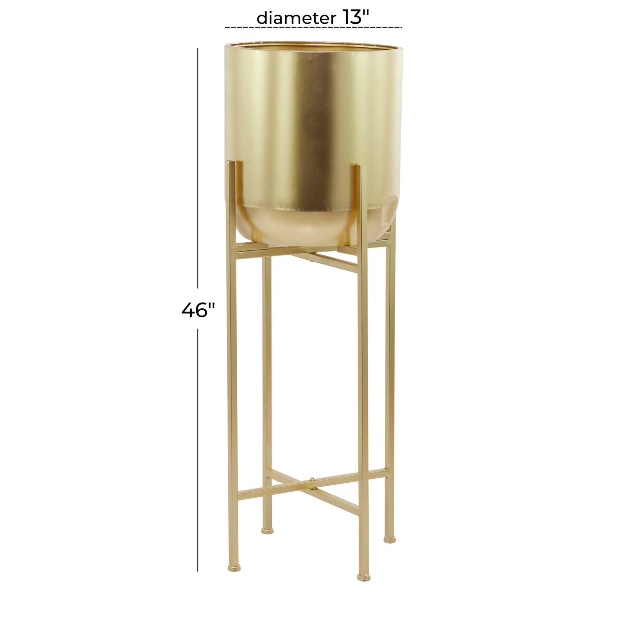Gold Modern Planter, 13" x 13" x 46"